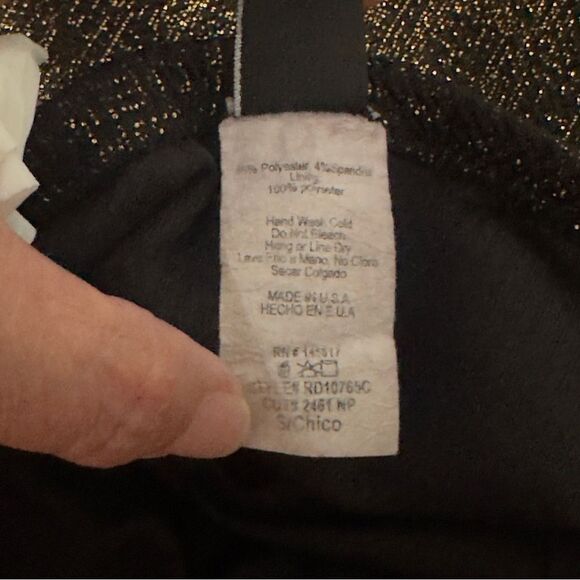 Windsor Elegant Black & Gold Metallic Strapless Mini Dress Size S Chico - Picture 13 of 13